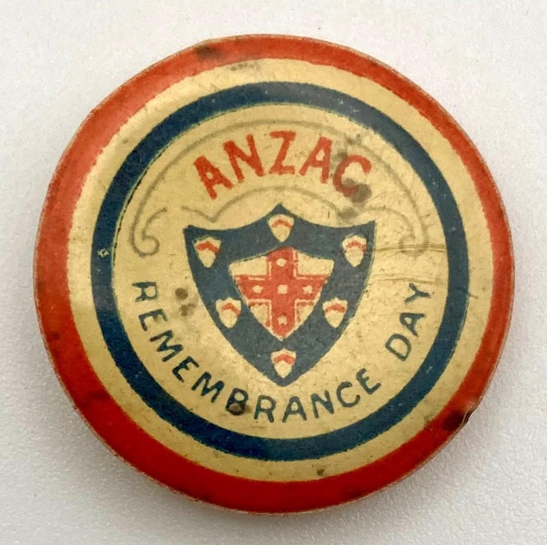 'ANZAC Remembrance Day' fundraising button 1915