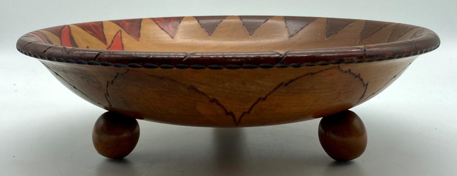 Pokerwork bowl made of timber from the H.M.A.S. Encounter  - side view