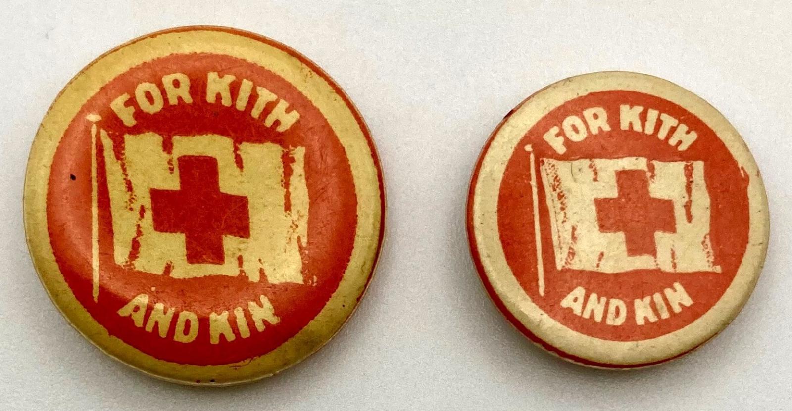  'Red Cross Day' fundraising buttons 1915 - both sizes