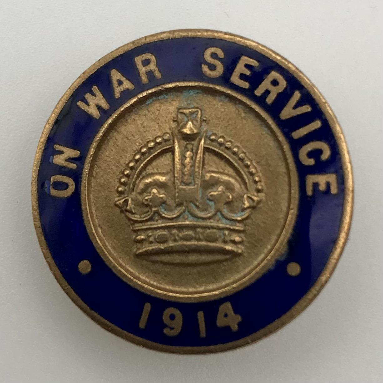 'On War Service 1914' Munition Workers badge