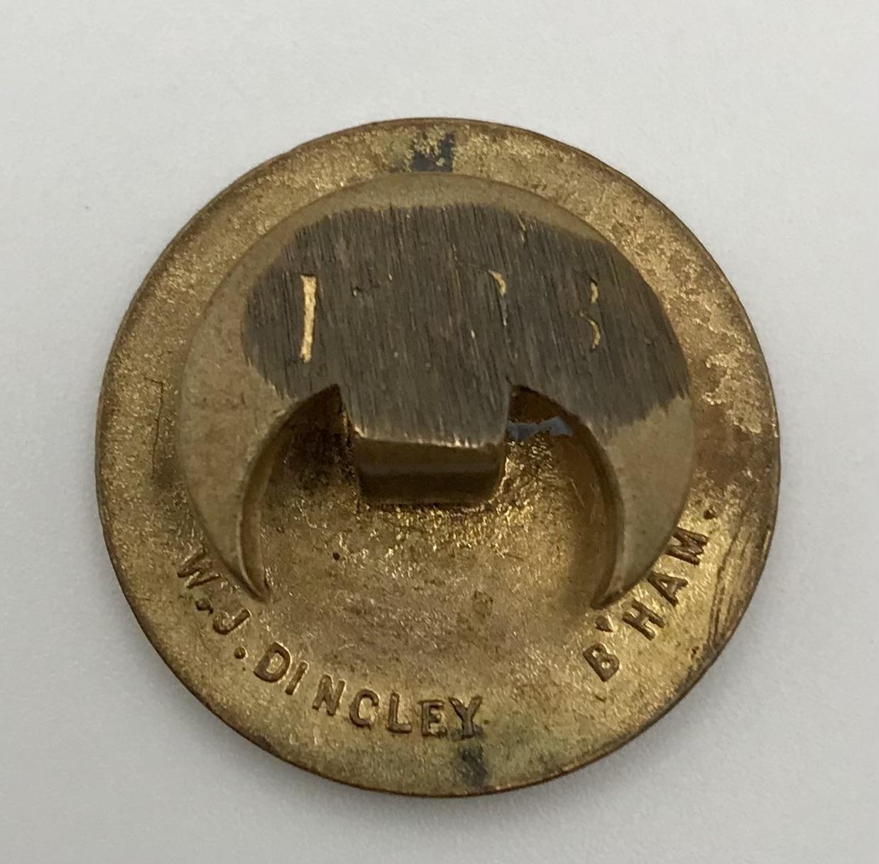 Reverse of 'On War Service Fairfield' War Workers badge