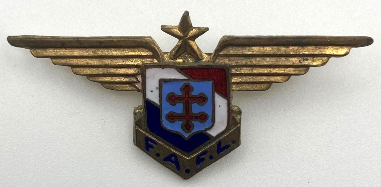 Free French Air Force (F.F.A.L.) pilot's wing badge - small