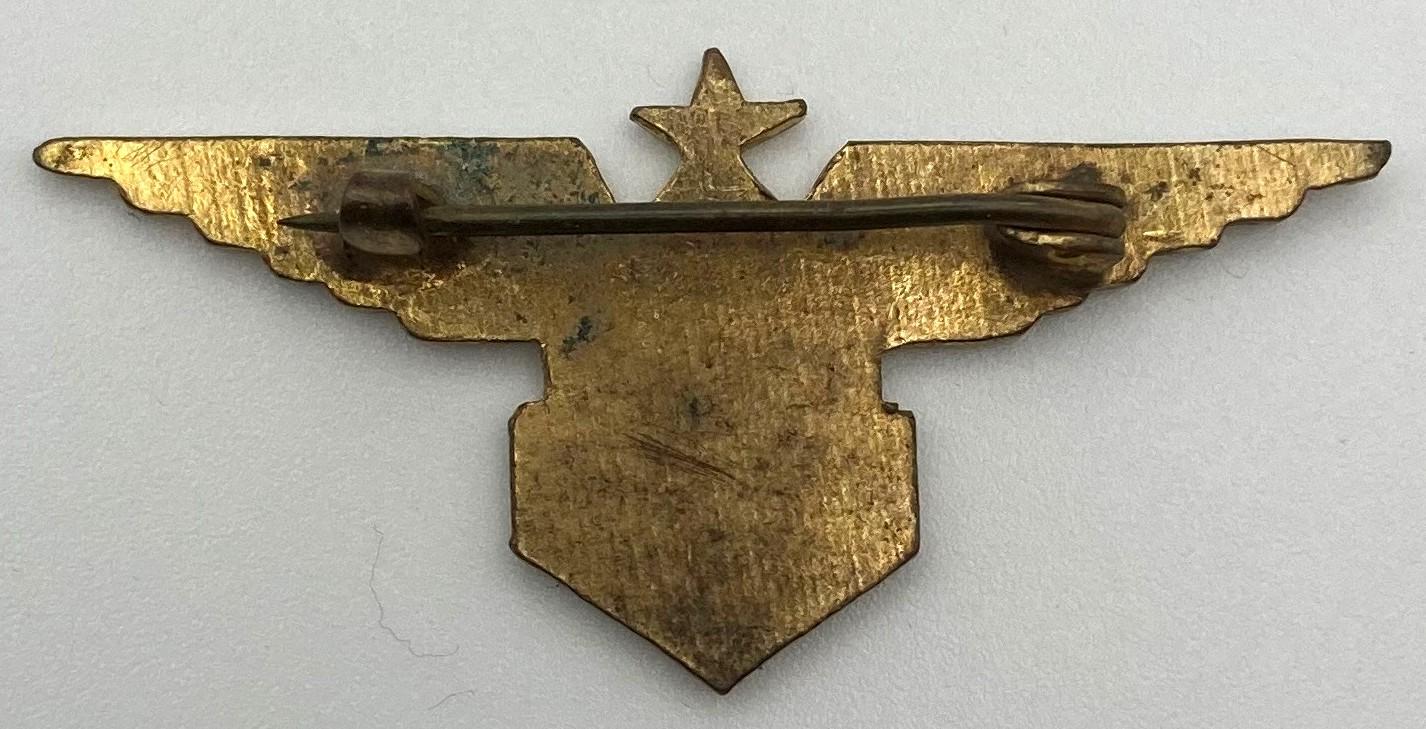 Reverse of Free French Air Force (F.F.A.L.) pilot's wing badge - small