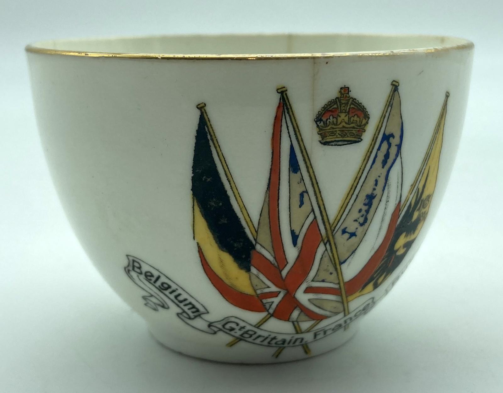 WWI era patriotic bone china cup - left