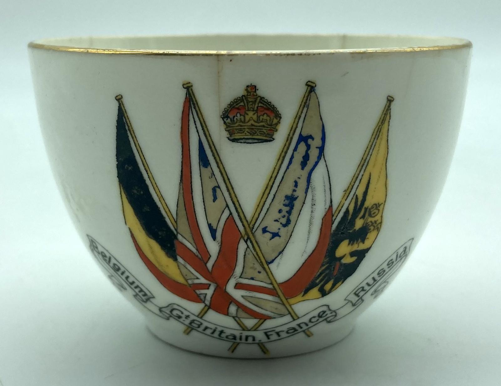 WWI era patriotic bone china cup - front