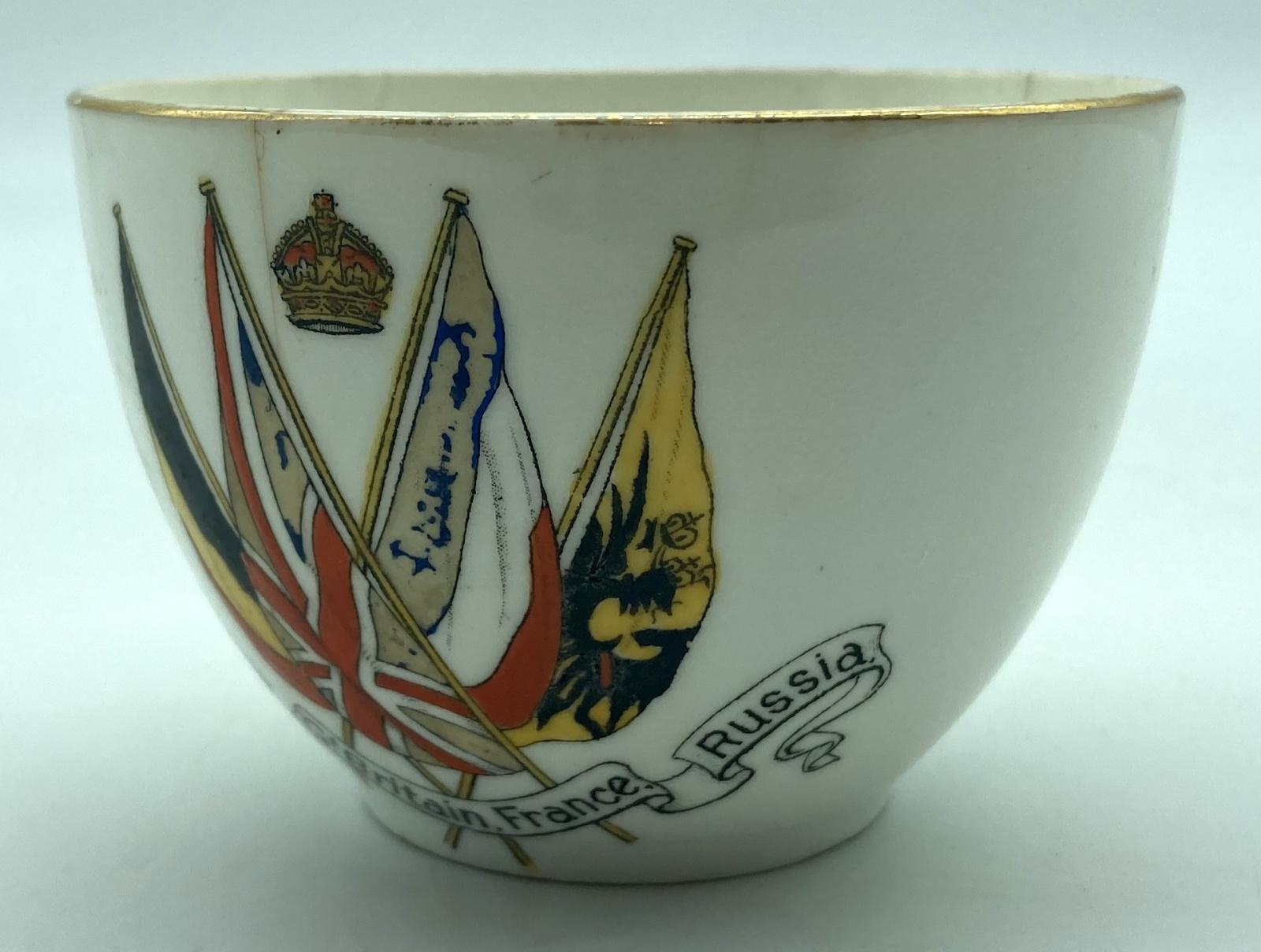 WWI era patriotic bone china cup - right