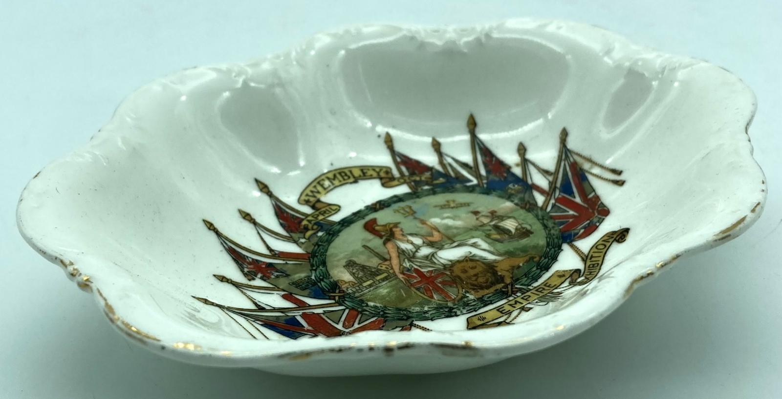 British Empire Exhibition fluted china dish - oblique view