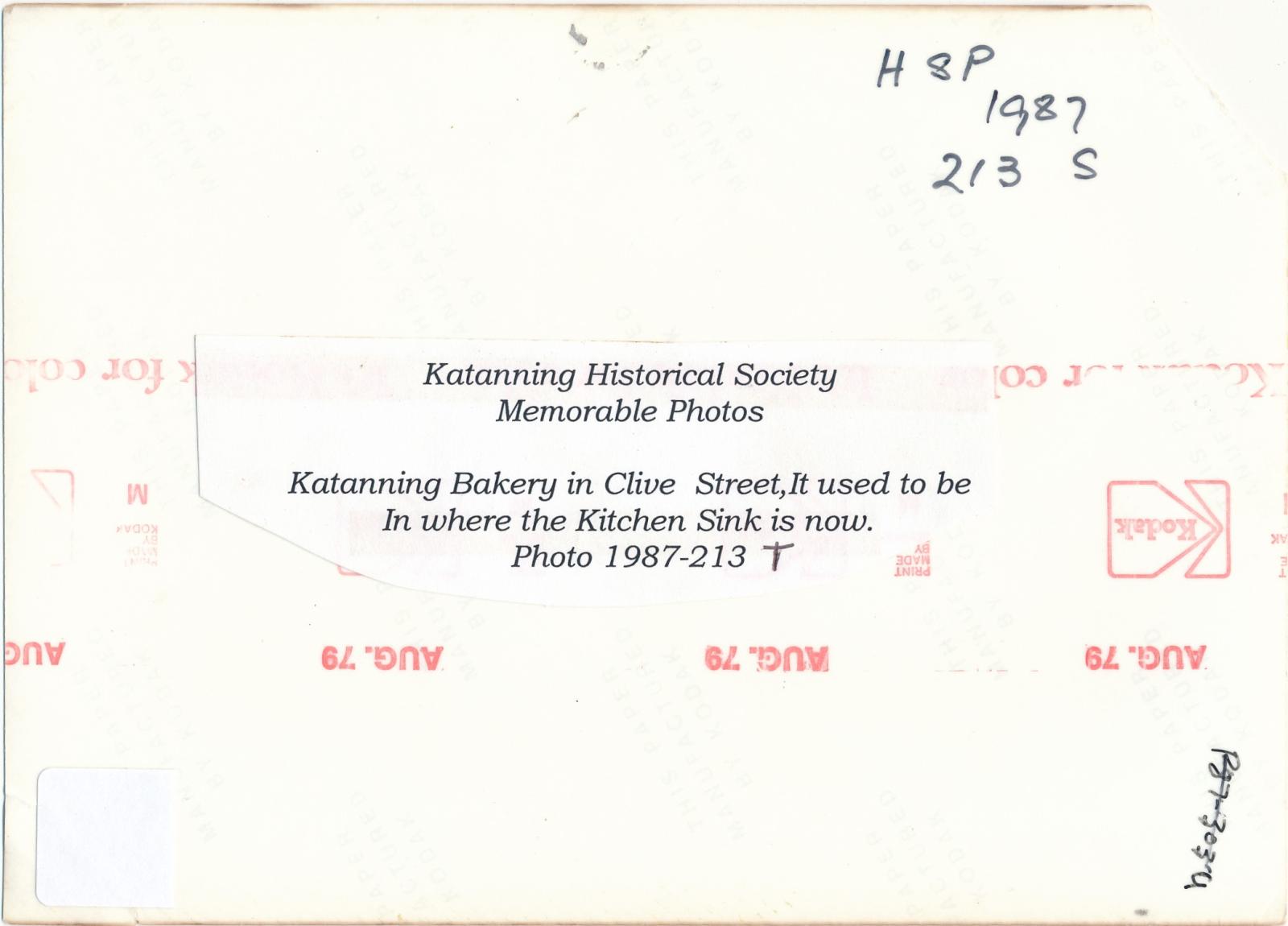 Back of photograph of Katanning Bakery