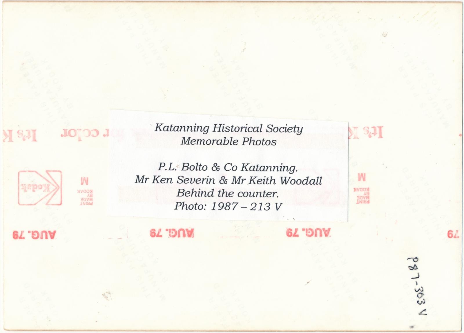 Back of photograph of P.L.Bolto and Co.