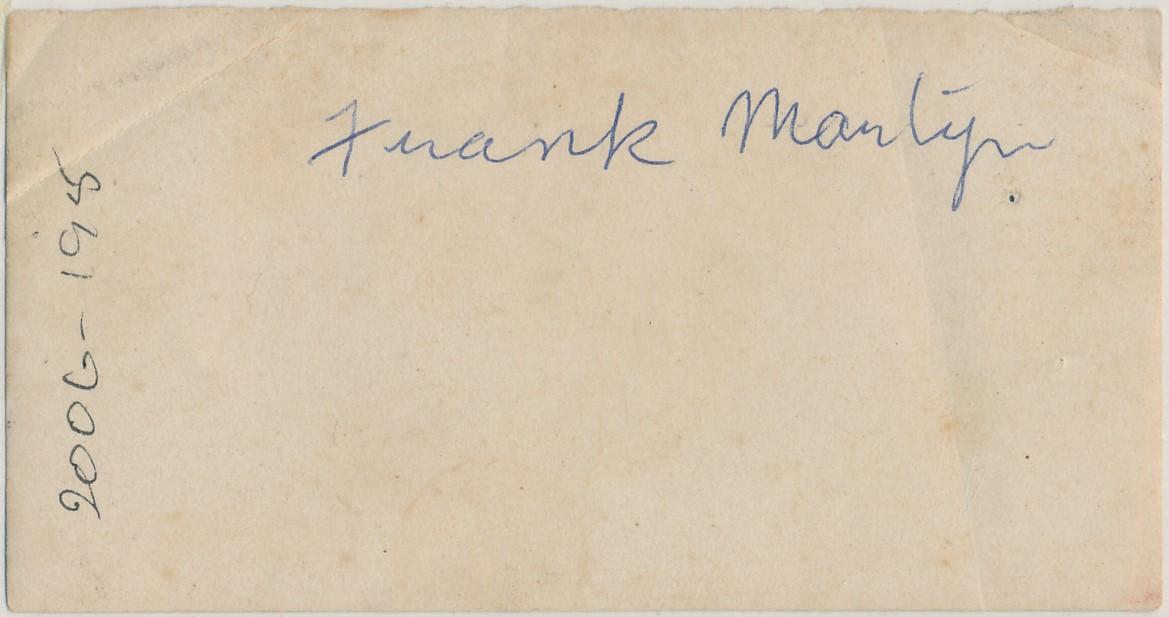 Back of photograph of Frank Martyn