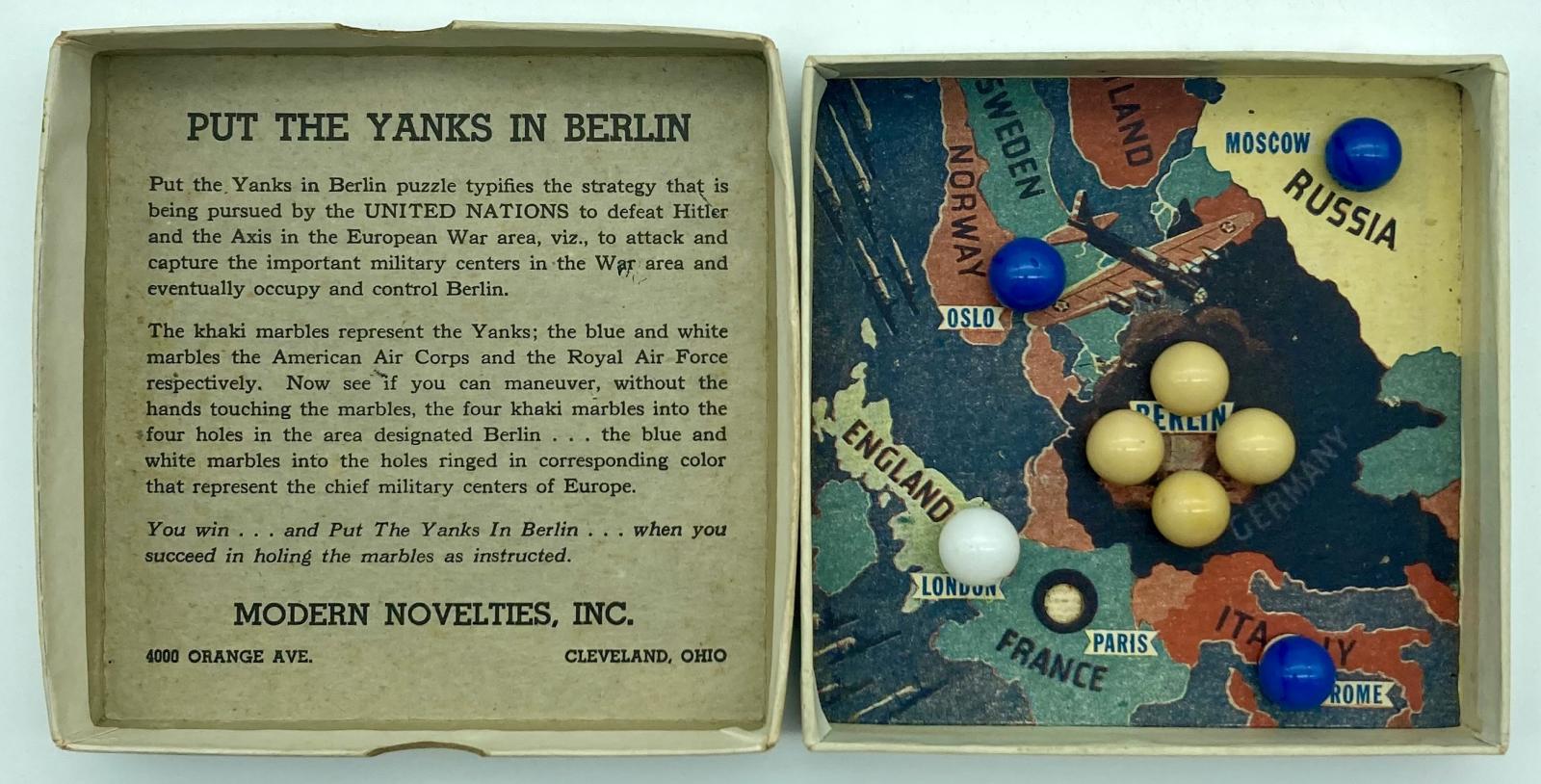 'Put the Yanks in Berlin' dexterity puzzle - instructions and game