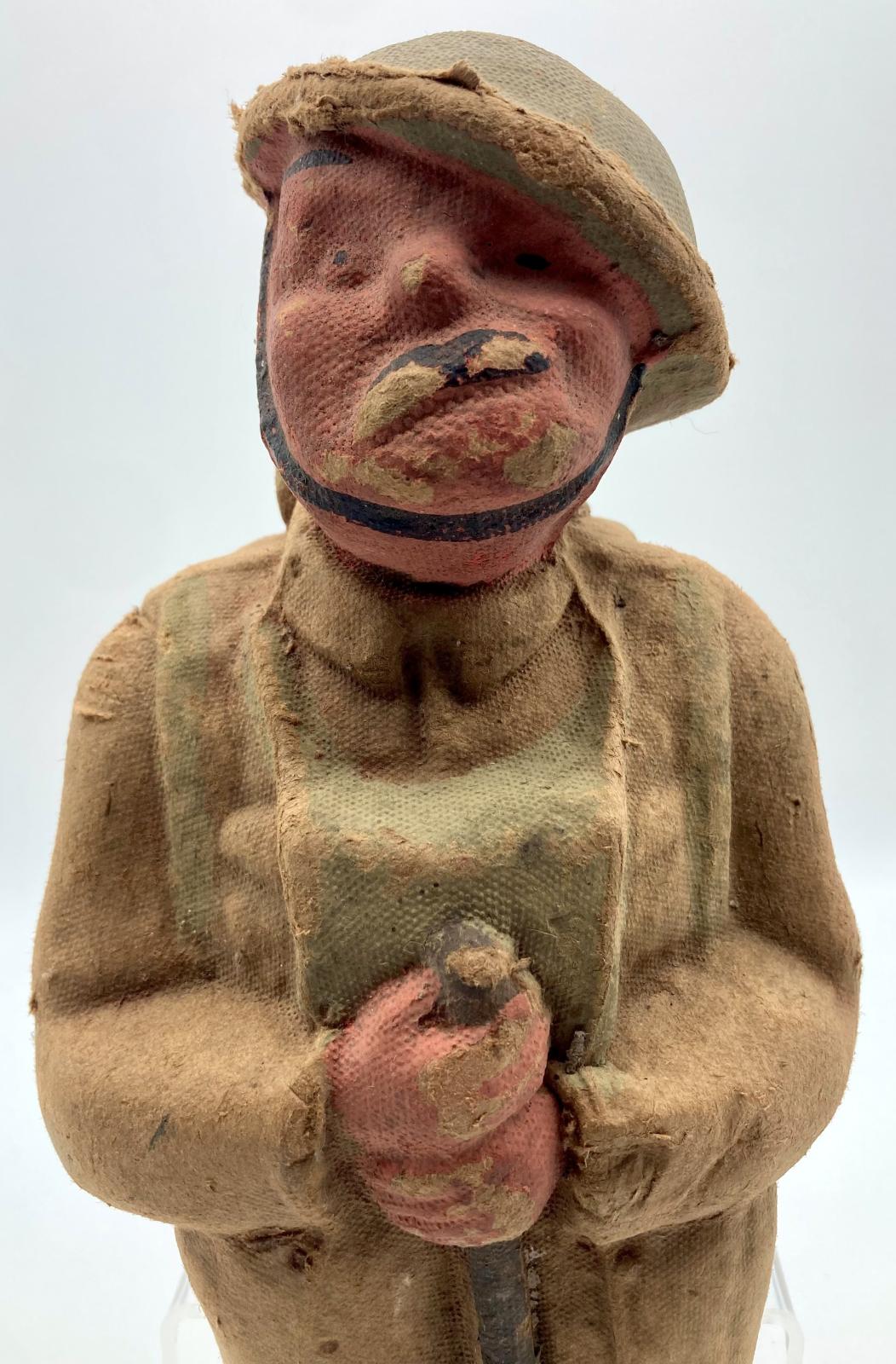 Close-up of Bruce Bairnsfather 'Old Bill' fibre figurine 