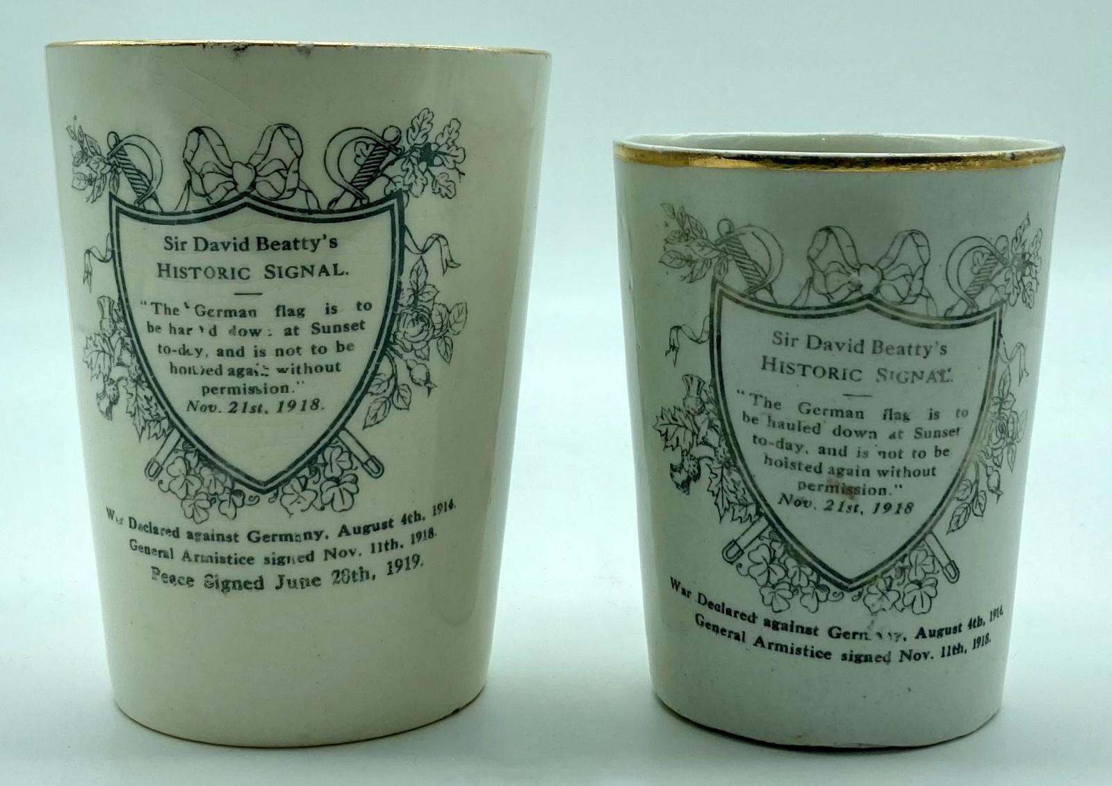 Reverse of the two Peace beakers together showing different sizes