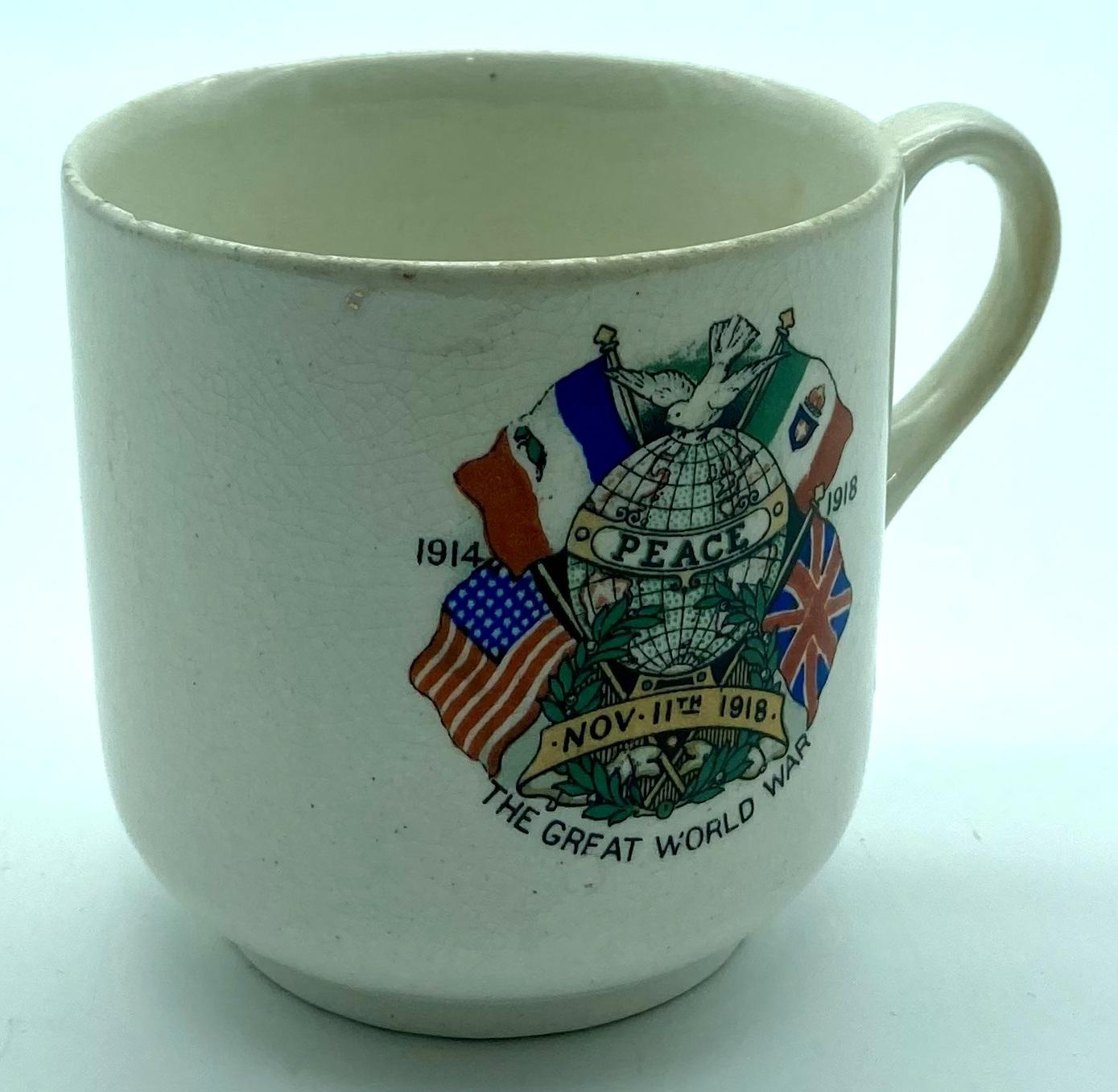 Side view of Peace Cup celebrating the end of the Great War