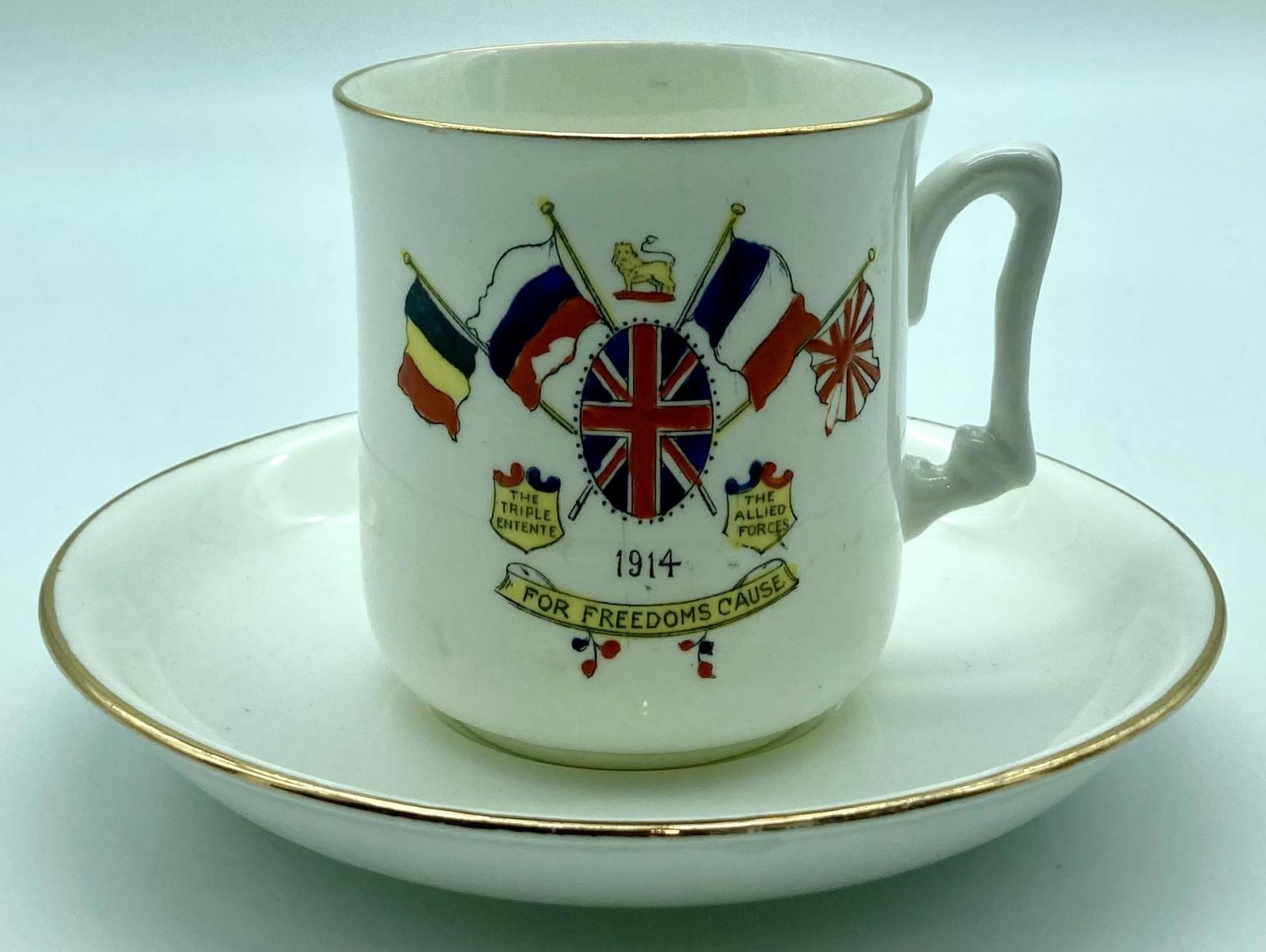 WWI era patriotic bone china cup and saucer - 1914