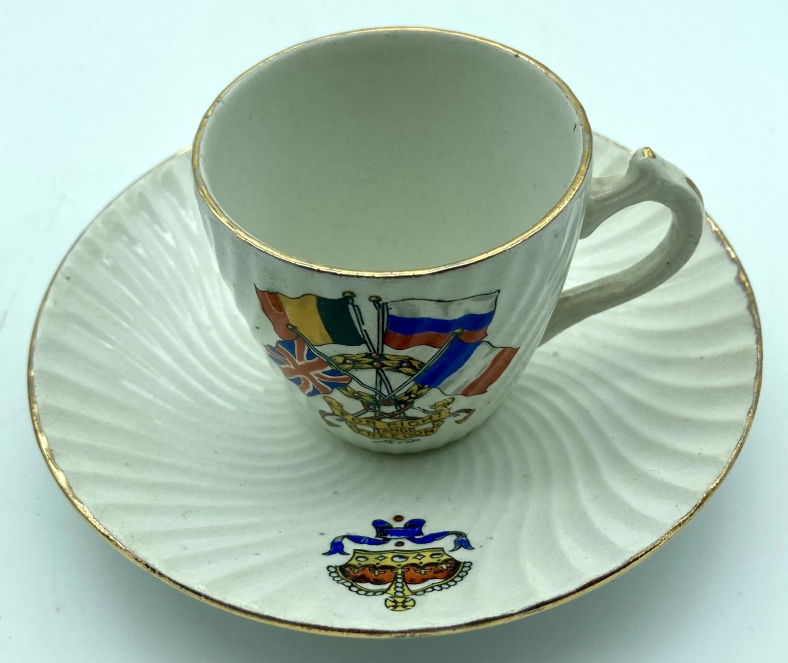 WWI era patriotic bone china cup and saucer