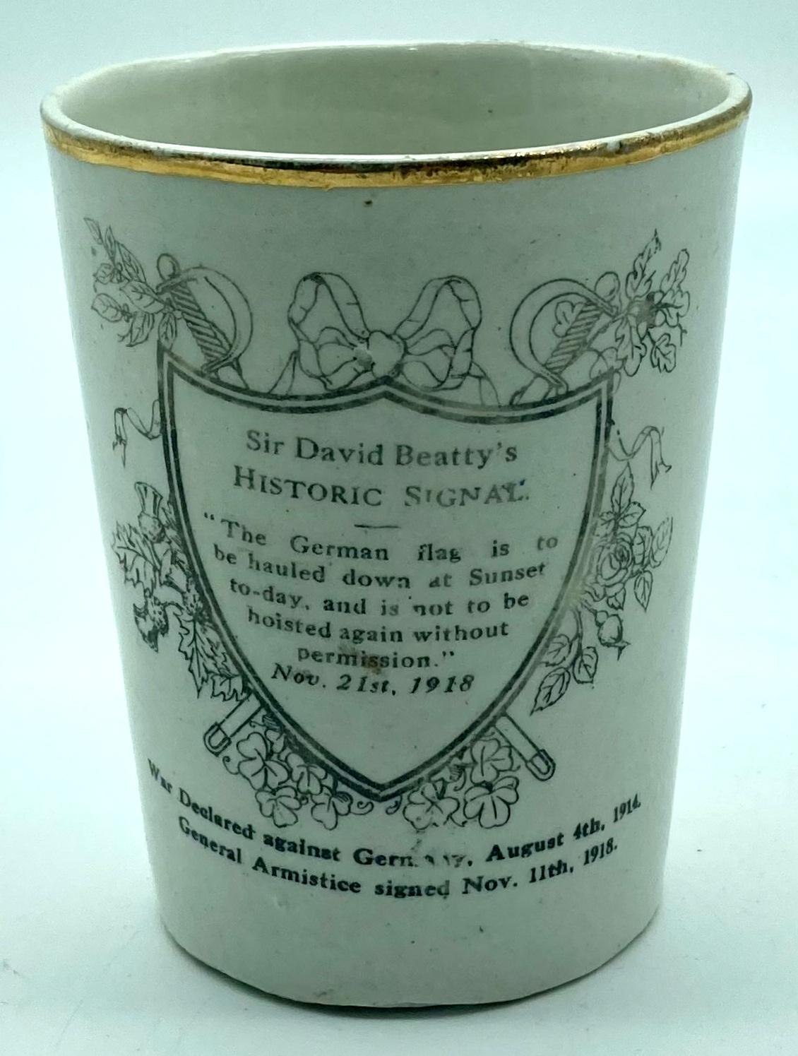 Reverse of Peace Beaker celebrating the end of the Great War 