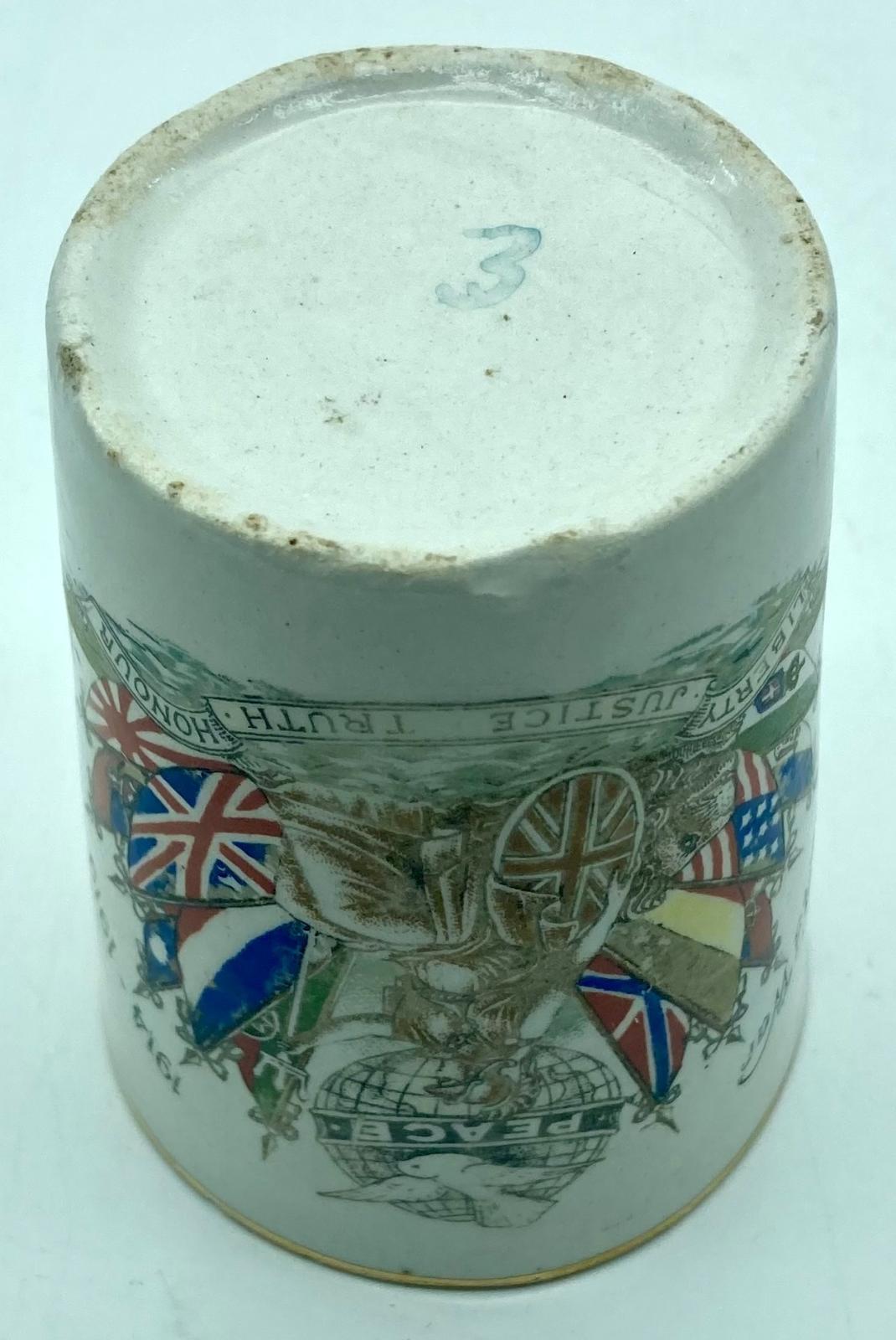 Bottom of Peace Beaker celebrating the end of the Great War 