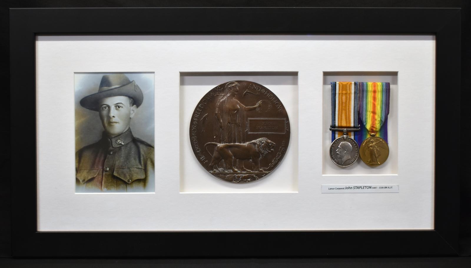 Framed Items of L/Cpl Stapleton