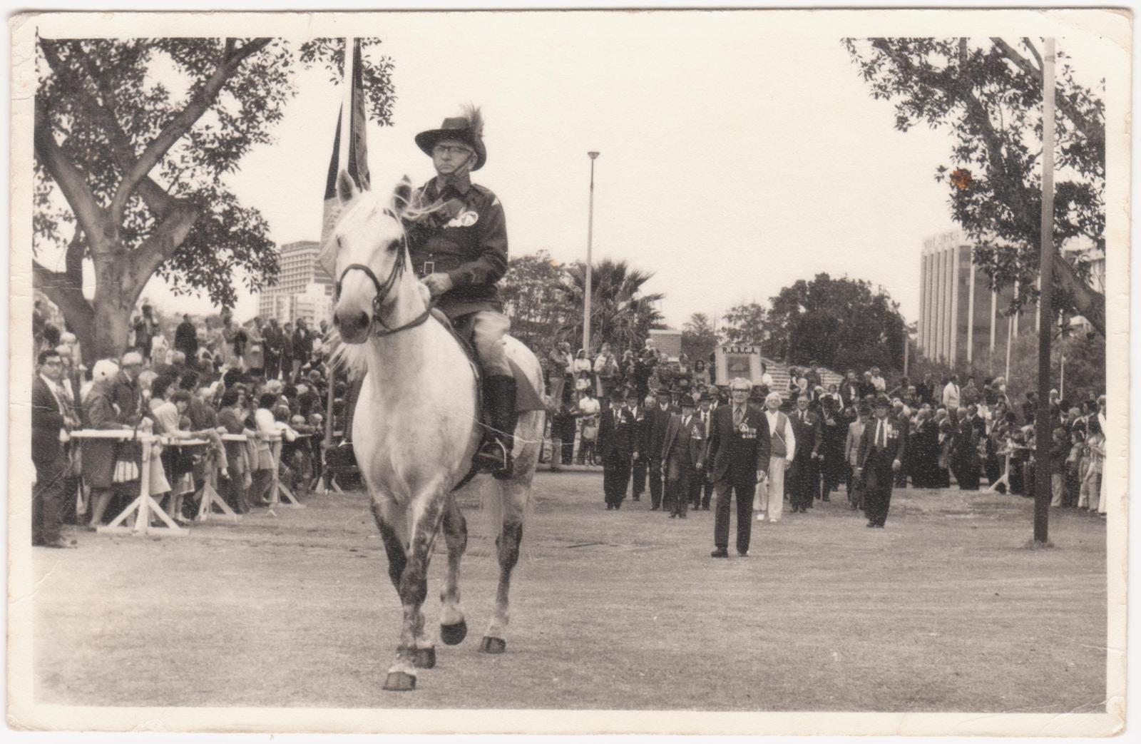 Henry Riseborough leading the Western Australian Anzac Day Parade 1972