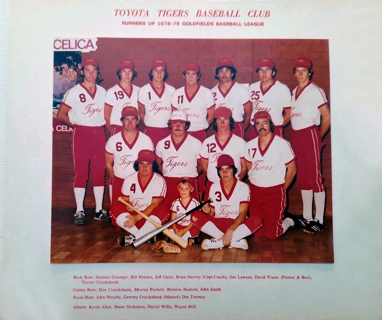 1978-79 Toyota Tigers runners-up Goldfields Baseball League
