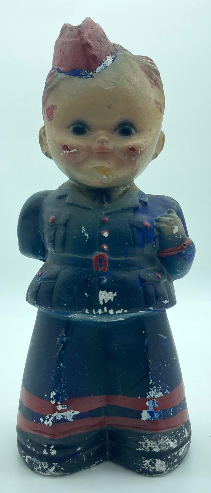 Painted chalkware figurine of R.A.A.F. airman Arthur Hammond - front view