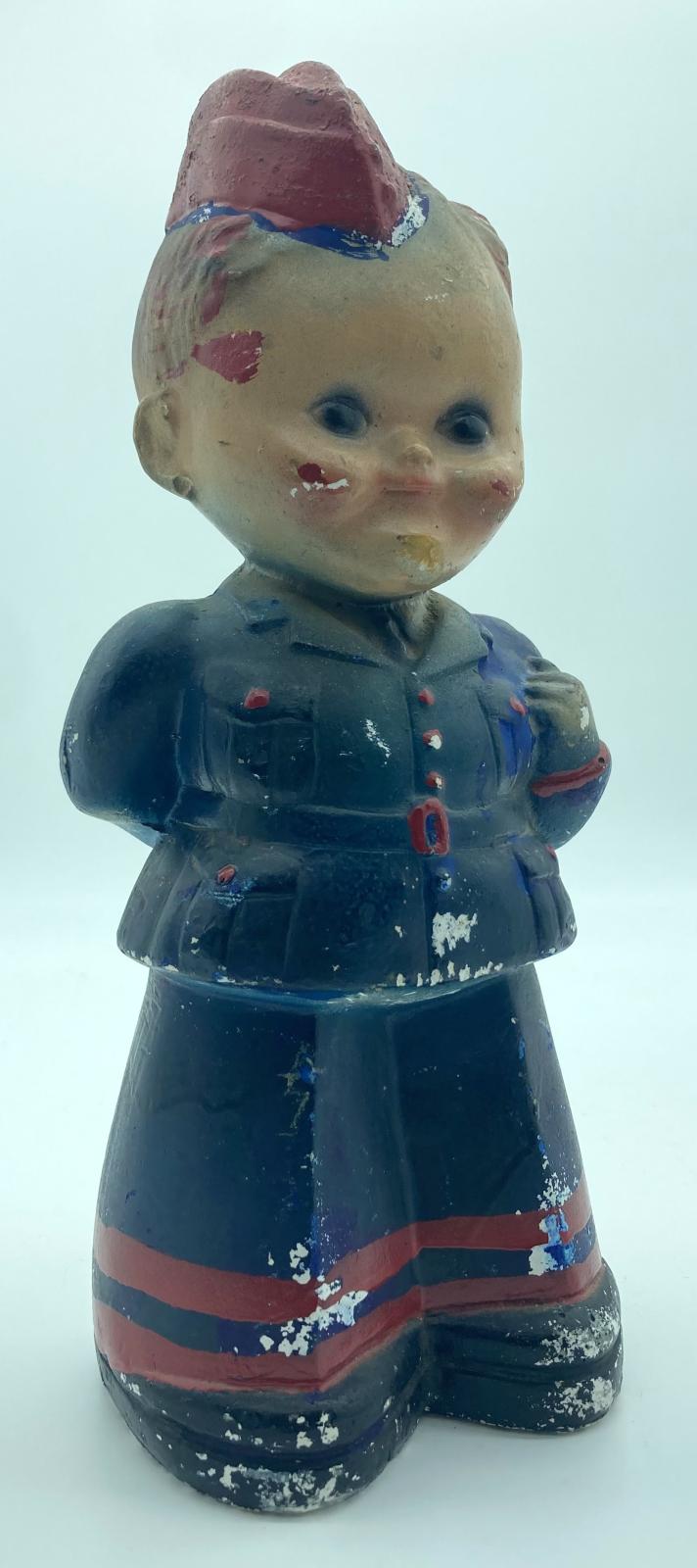 Painted chalkware figurine of R.A.A.F. airman Arthur Hammond - other oblique view