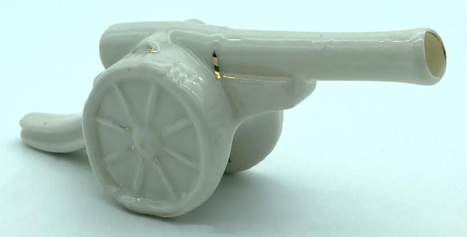 Carlton China crested ware field gun - side view