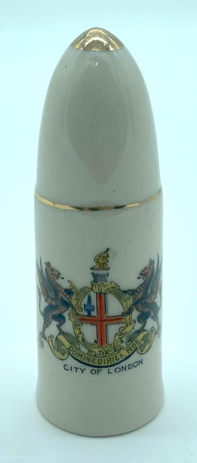 Carlton China crested ware - artillery shell - front view