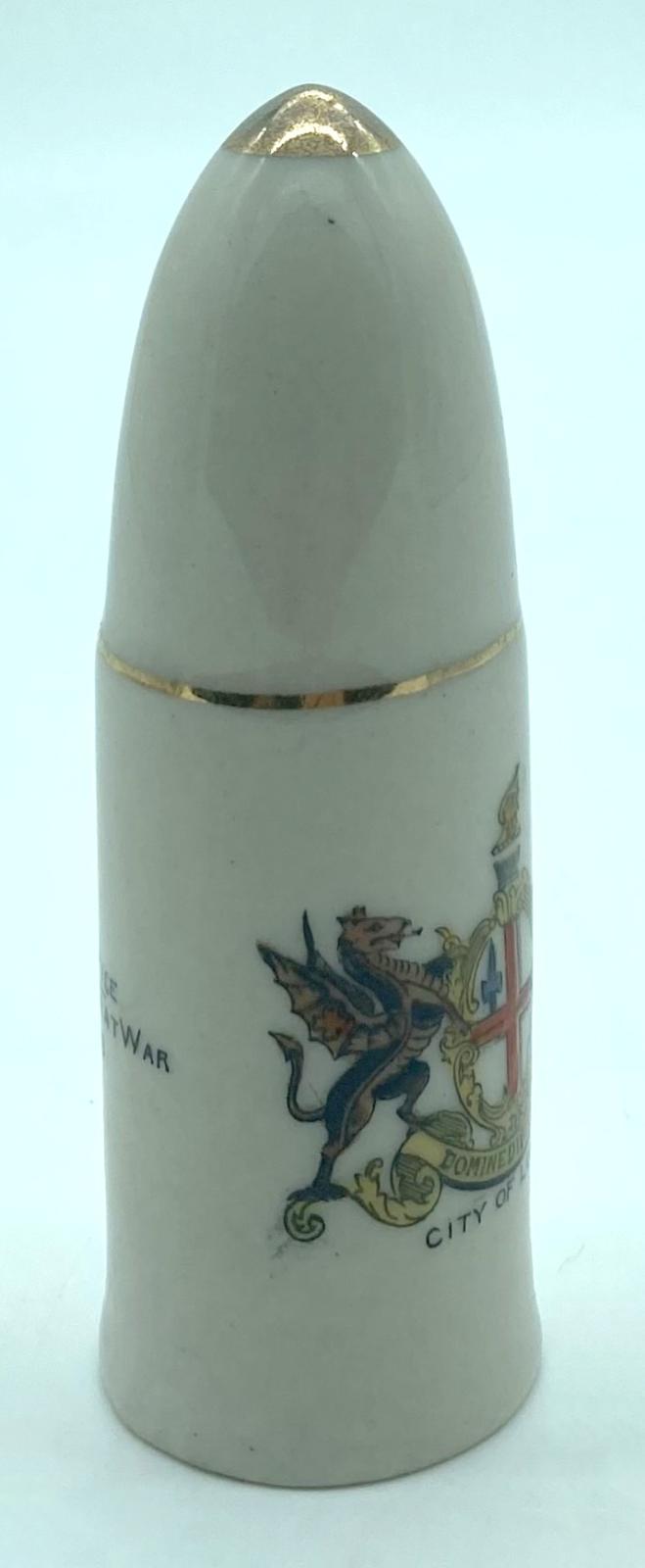 Carlton China crested ware - artillery shell - other side view