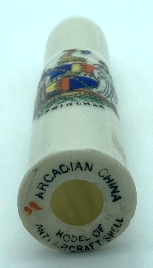 Arcadian China crested ware - anti-aircraft shell - base view