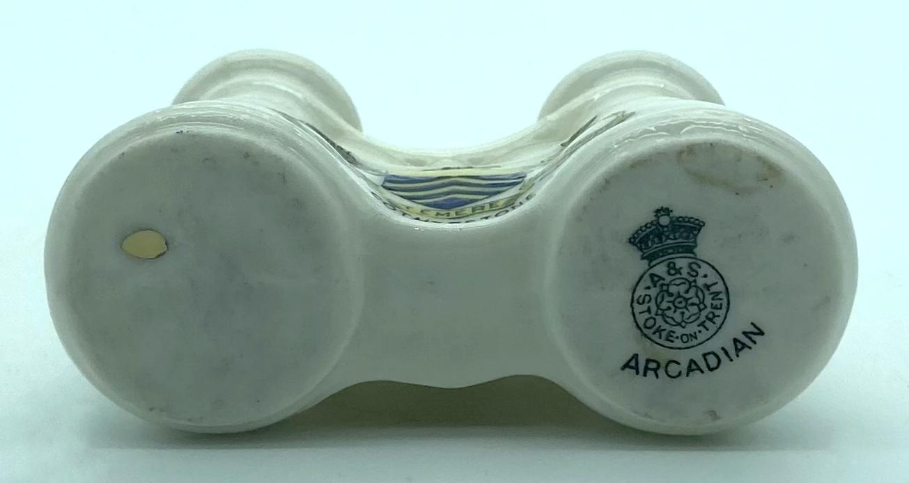 Arcadian China crested ware - binoculars - Cotherstone - base view