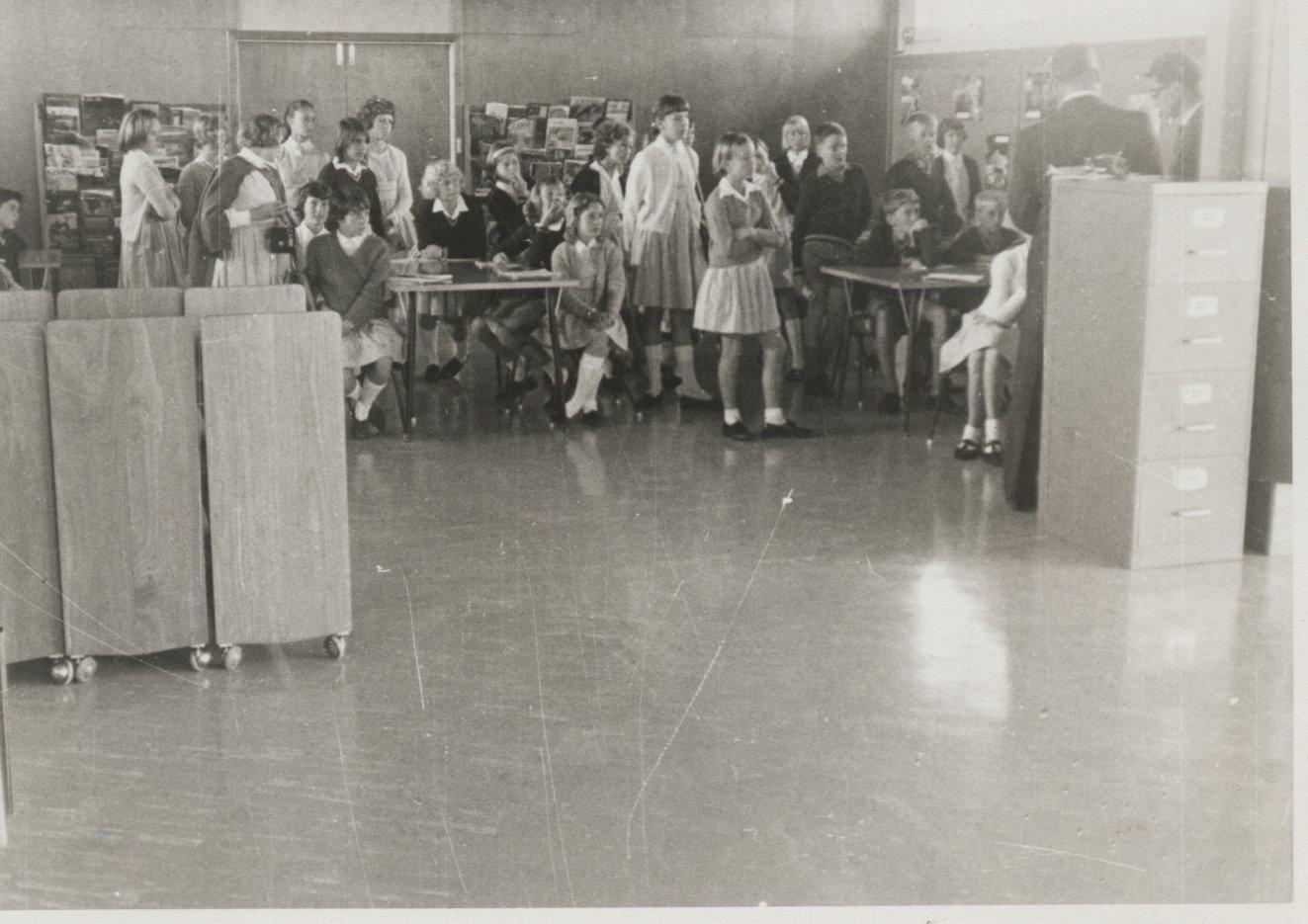 Children in a library.