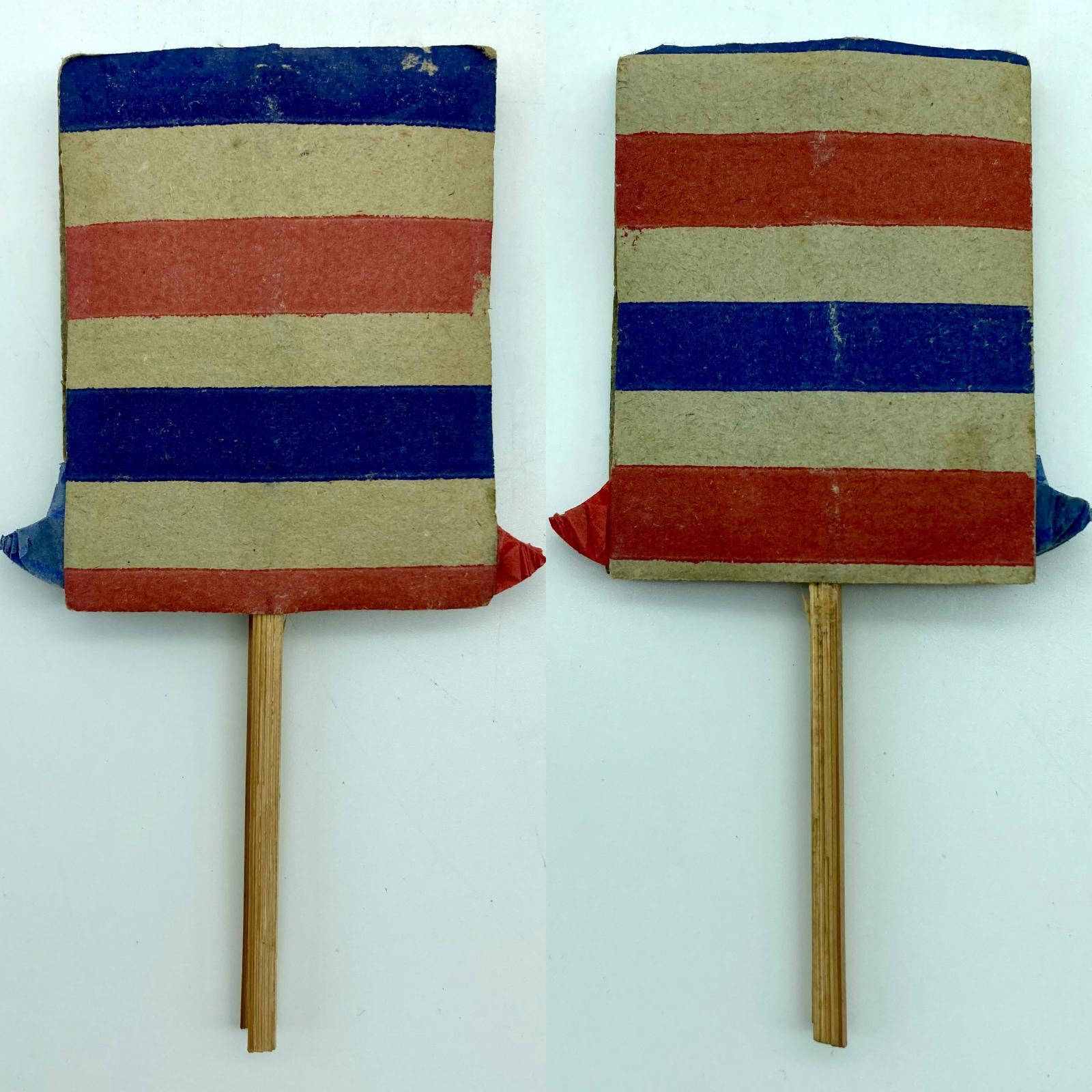 WWI era patriotic fold-out honeycomb balls, showing both sides closed