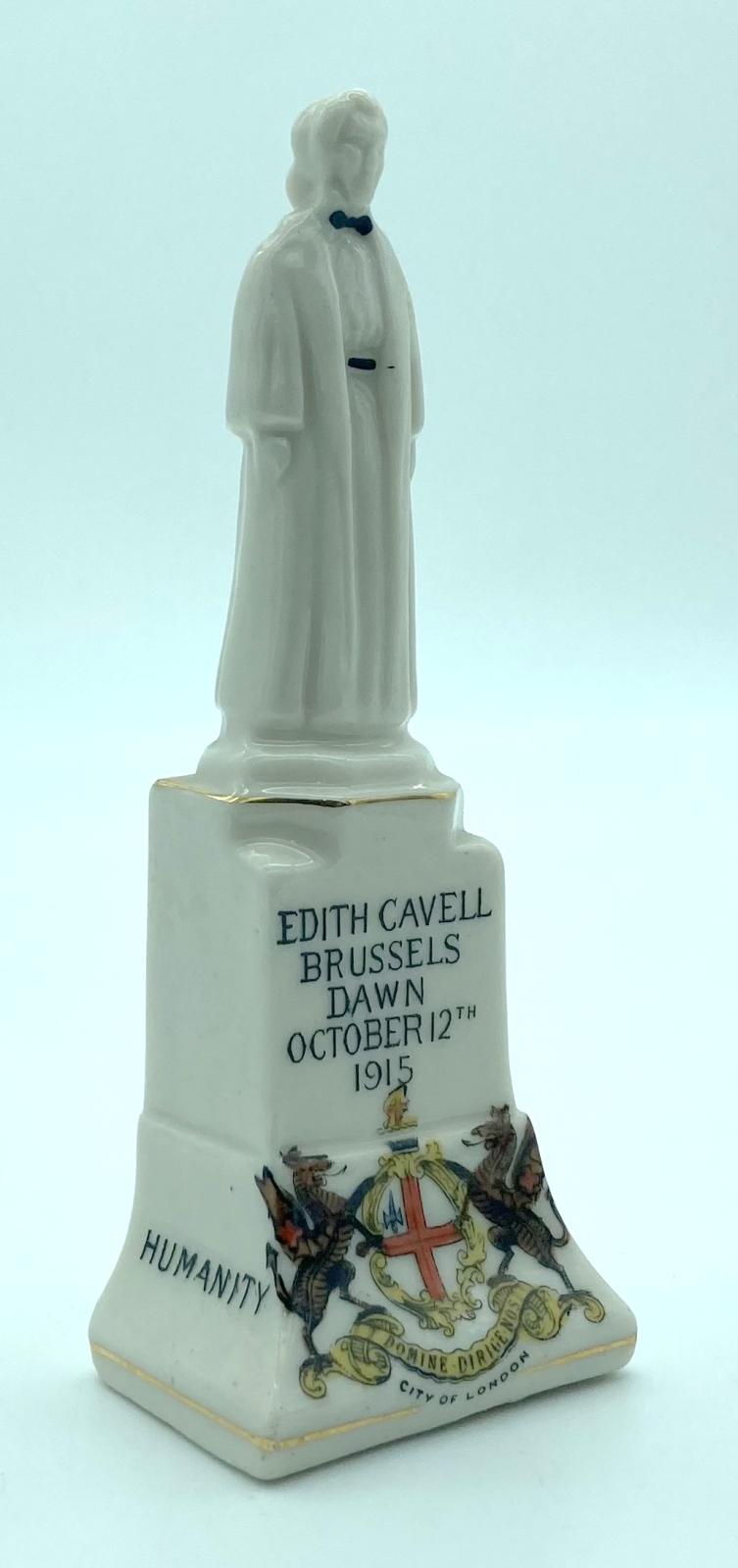 Arcadian China crested ware statue of Edith Cavell - oblique