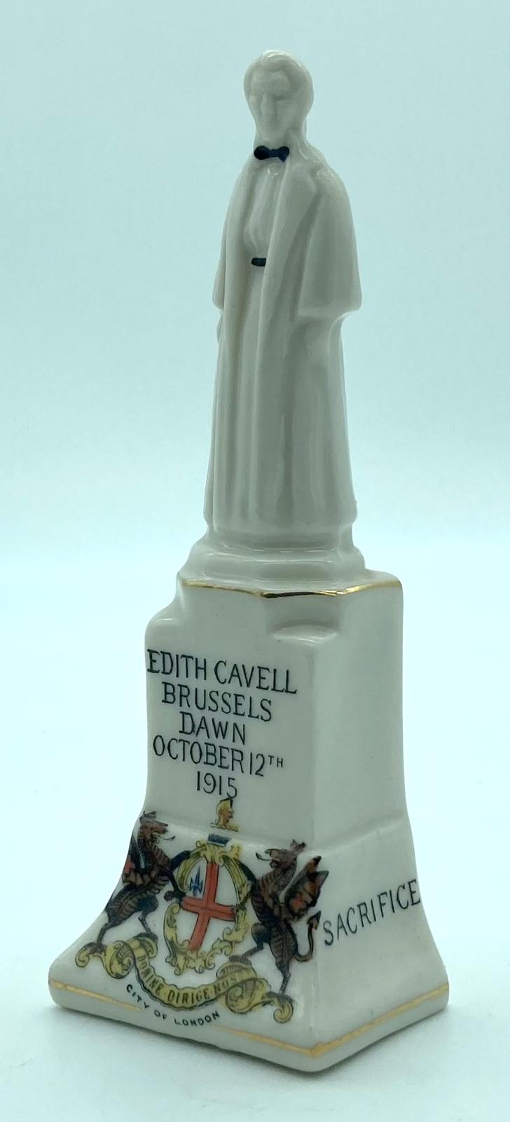 Arcadian China crested ware statue of Edith Cavell - other oblique