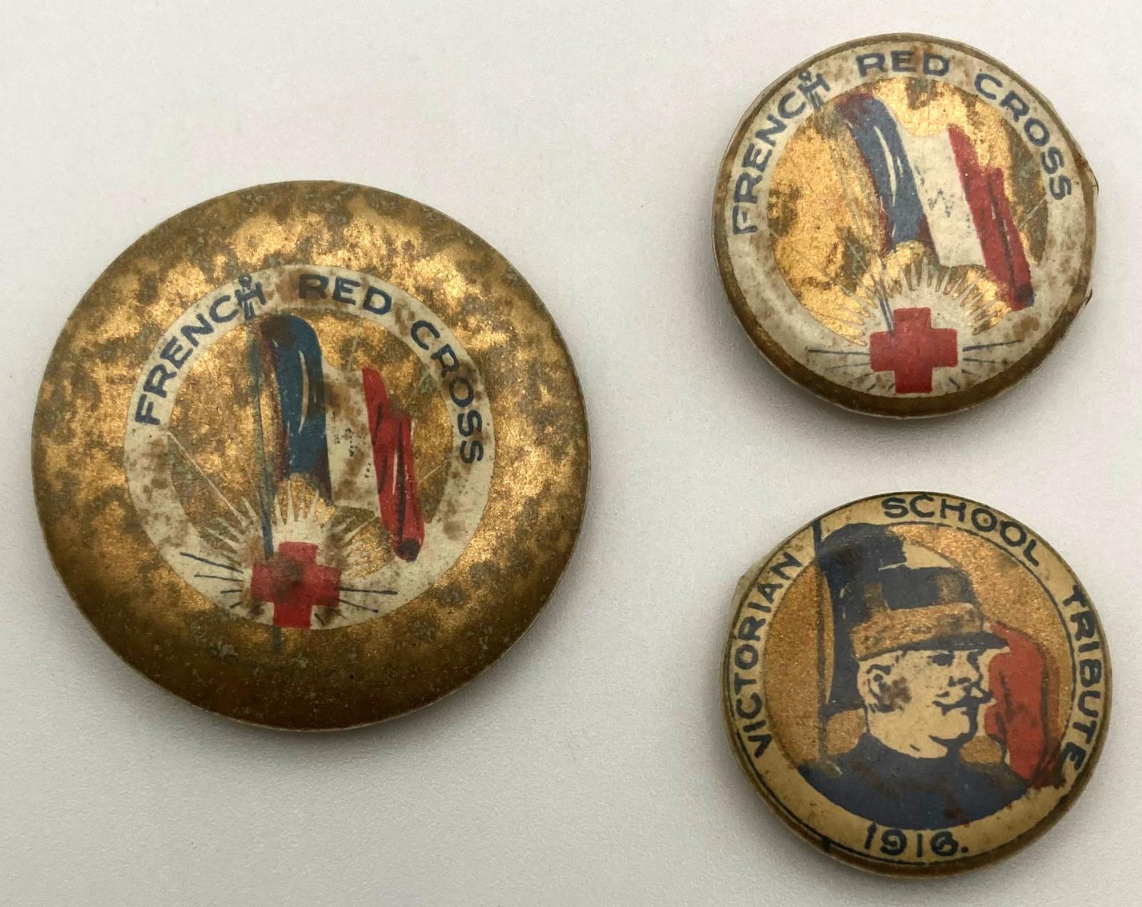 'French Red Cross Appeal' fundraising button 1916 - all sizes