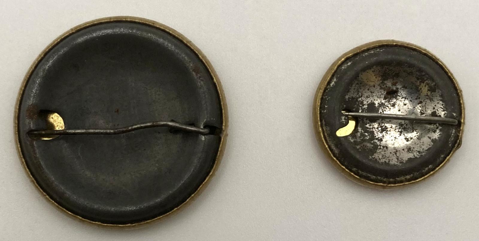 Reverse of 'Hospital Day for Charity' fundraising button 1916 - both sizes