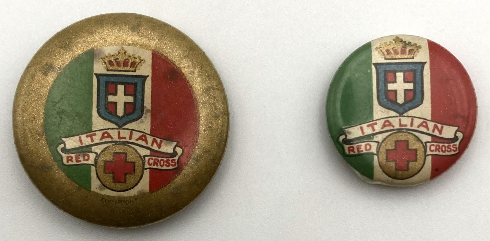 'Italian Red Cross Day' fundraising button 1917 - both sizes