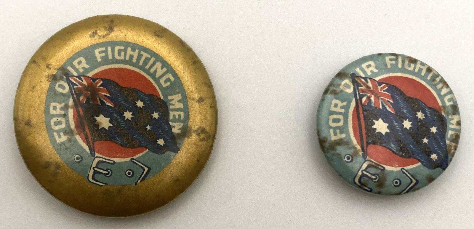 'Lady Hennessy's Patriotic Day' fundraising button 1916 - both sizes