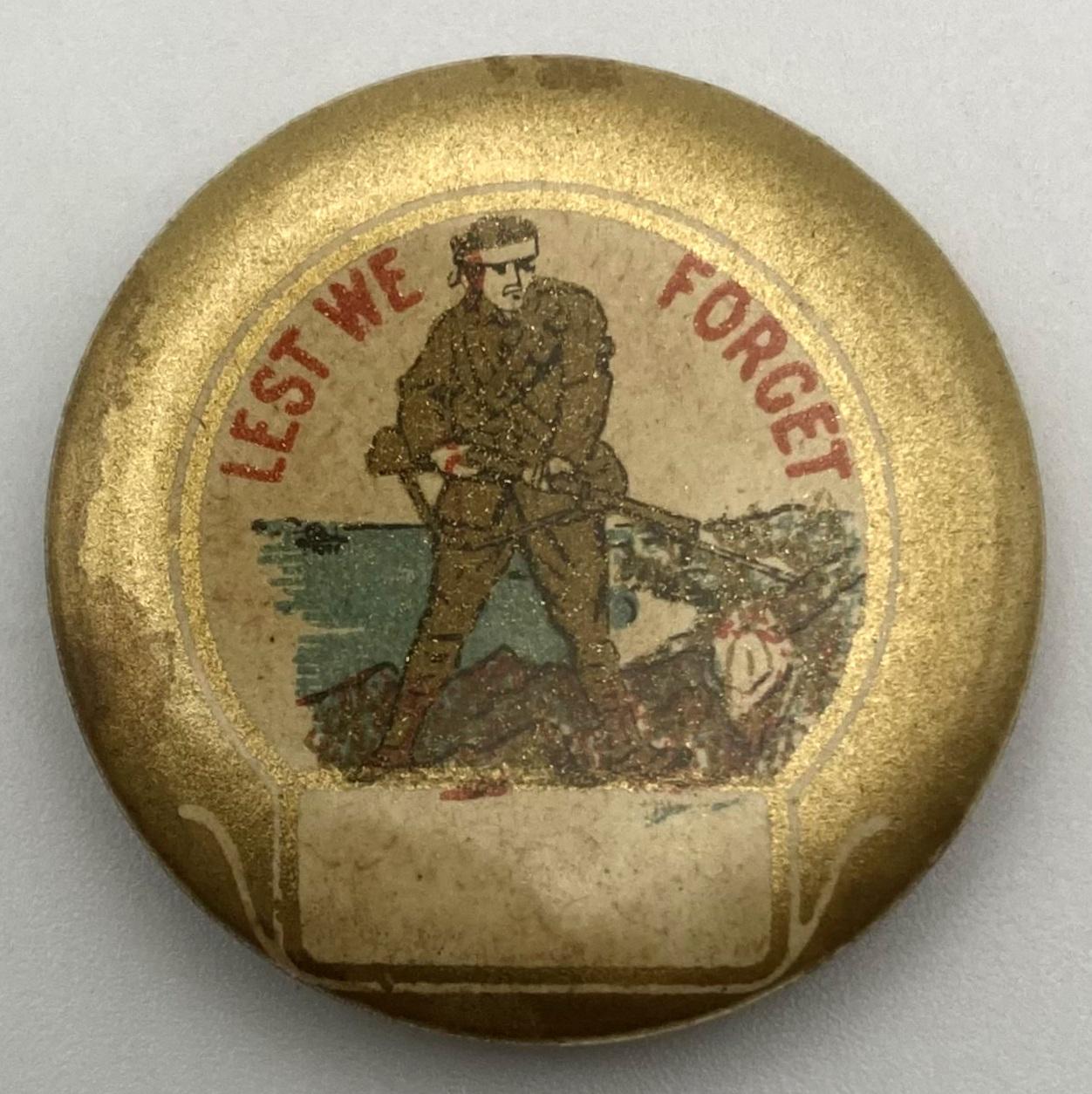 'Wounded Soldiers Day' fundraising button 1915 - large size