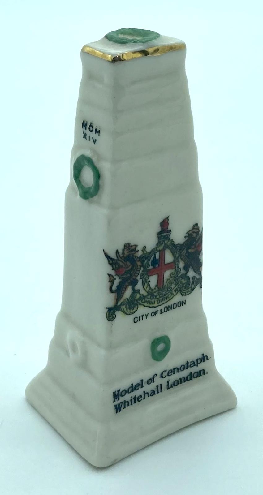 Arcadian China crested ware - London Cenotaph - oblique view