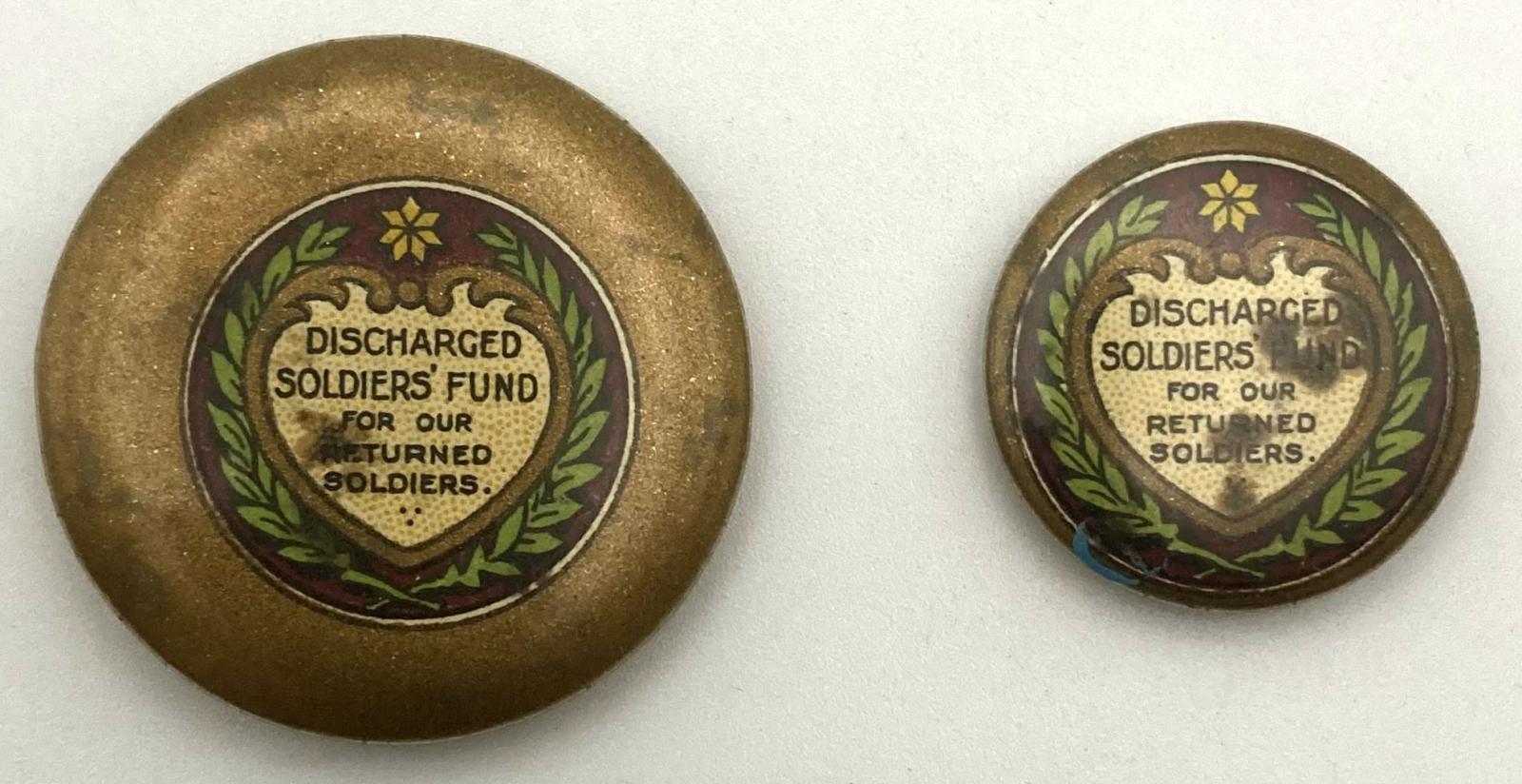 'Our Soldiers' Day' fundraising button 1916 - both sizes