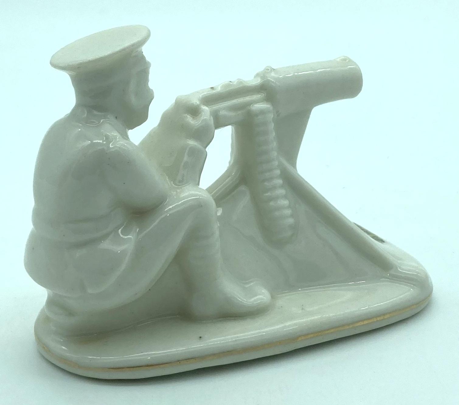 Arcadian China crested ware - Tommy and his machine gun - back oblique view