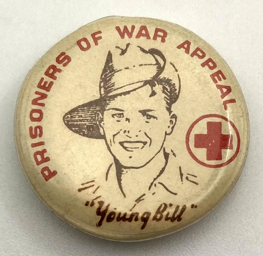 'Young Bill' Red Cross Prisoners of War Appeal fundraising button - front view