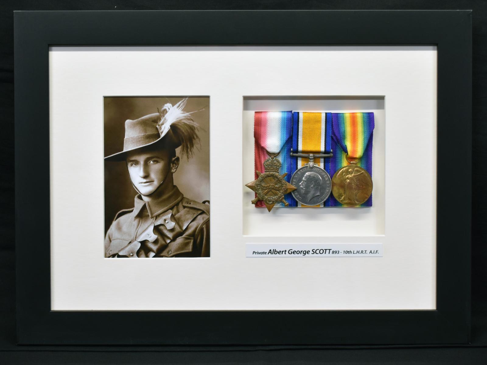 Private Albert George SCOTT 892 Medal Group - framed