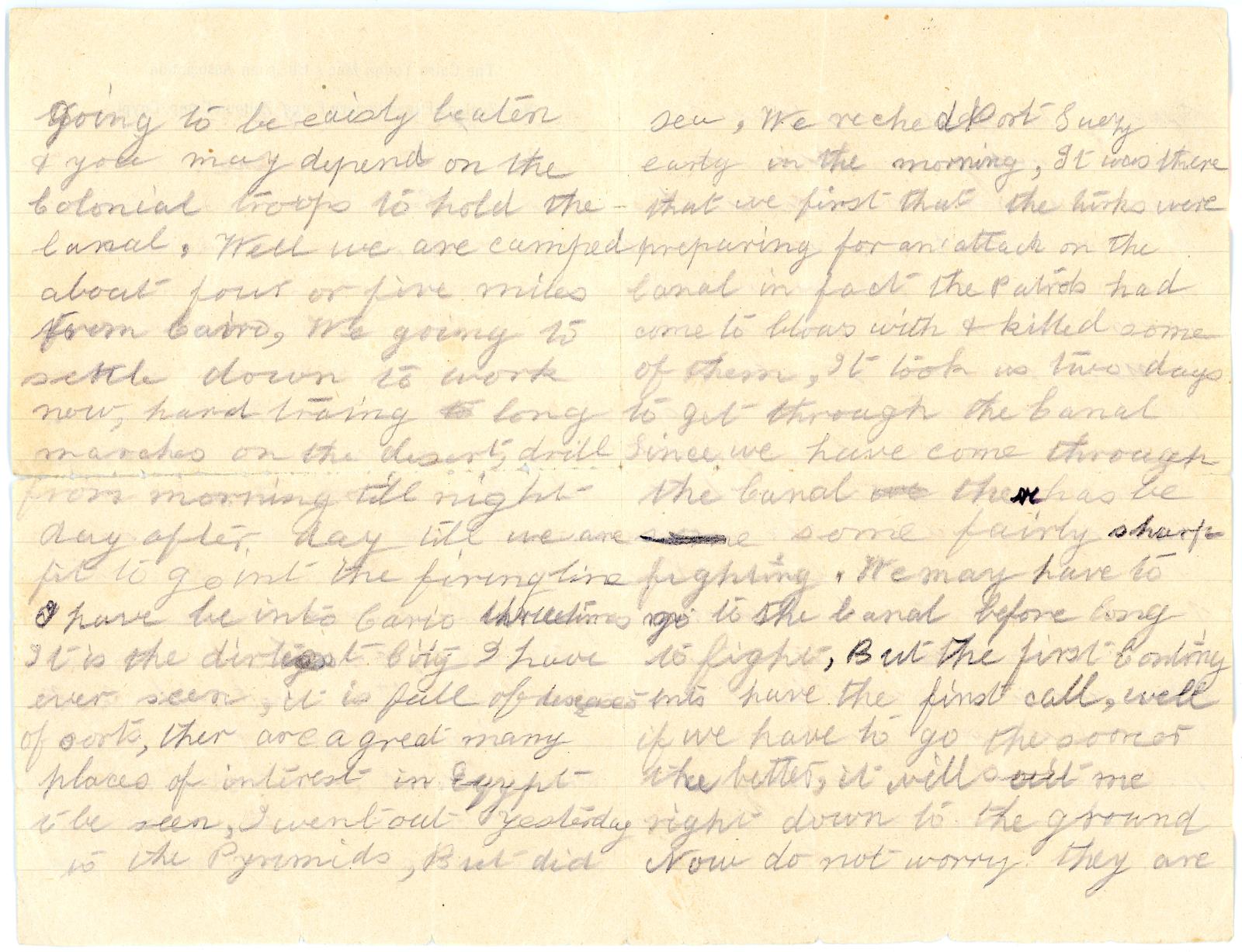 Letter from Pte David SCOTT, 613, to his Mother, (dated 08/02/1915)
