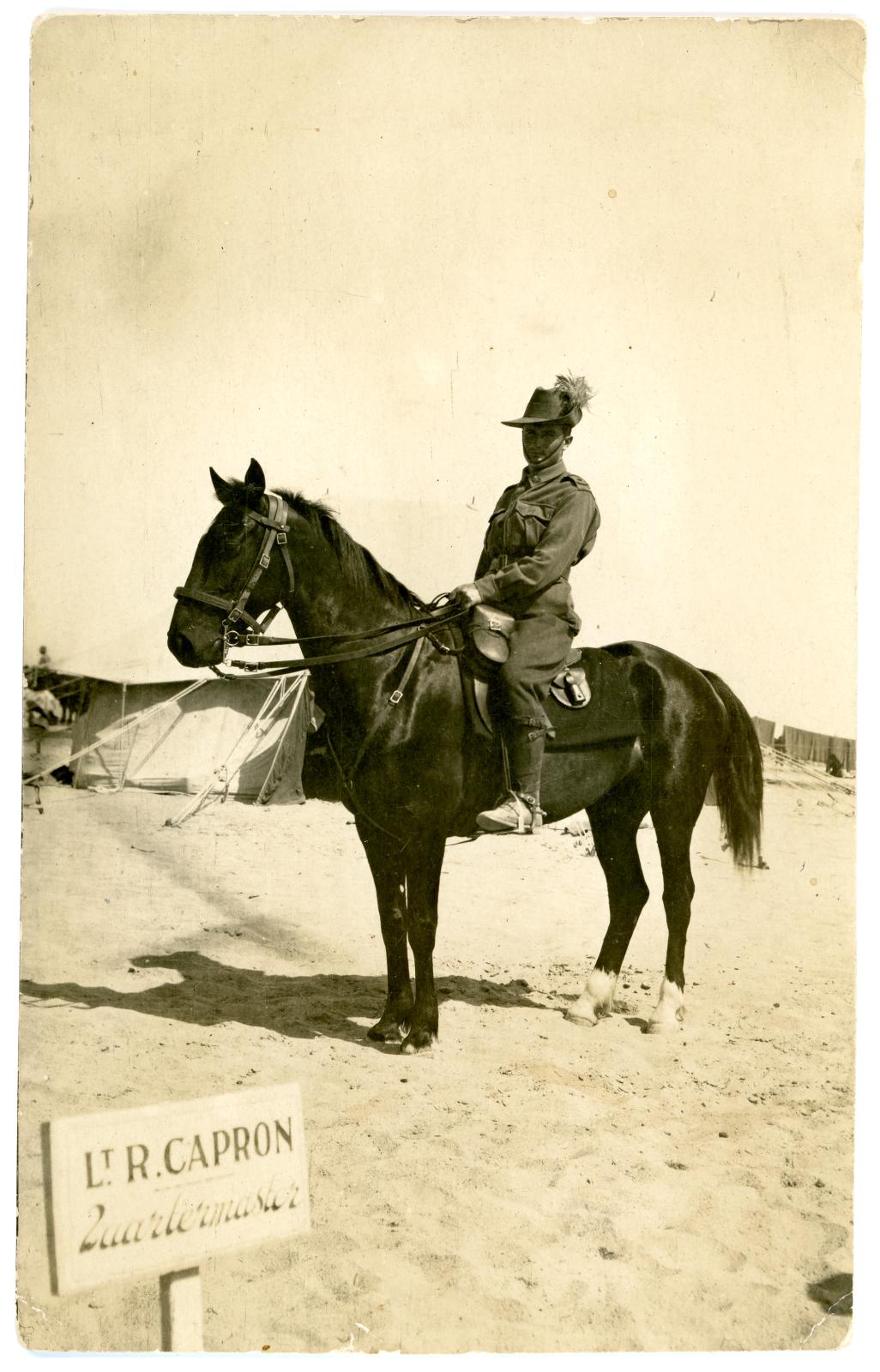 Black & White Photographic Postcard of Pte Albert George SCOTT, 892, 10th Light Horse, on Horseback