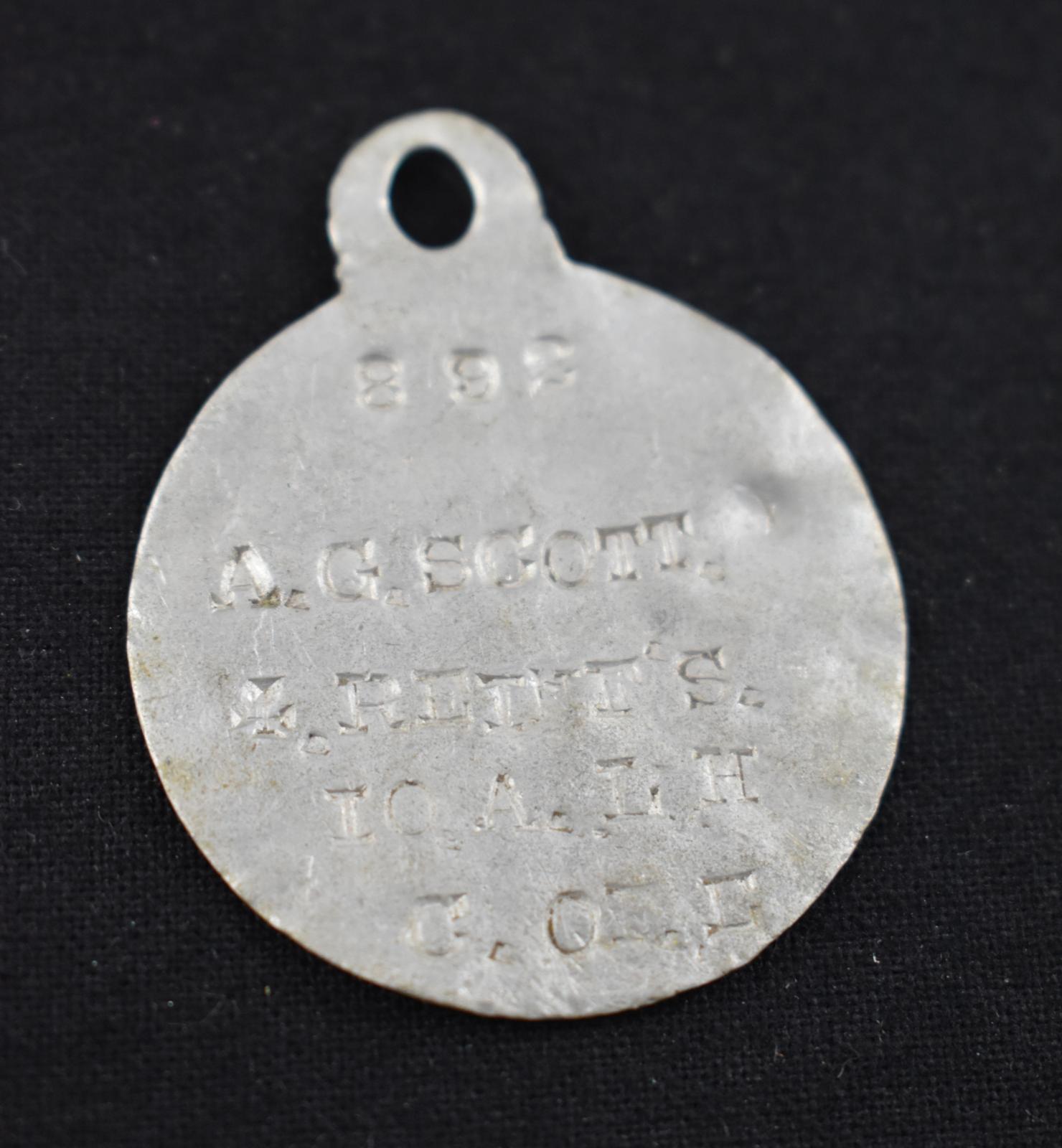 WWI Metal Identity Disc of Alfred George SCOTT