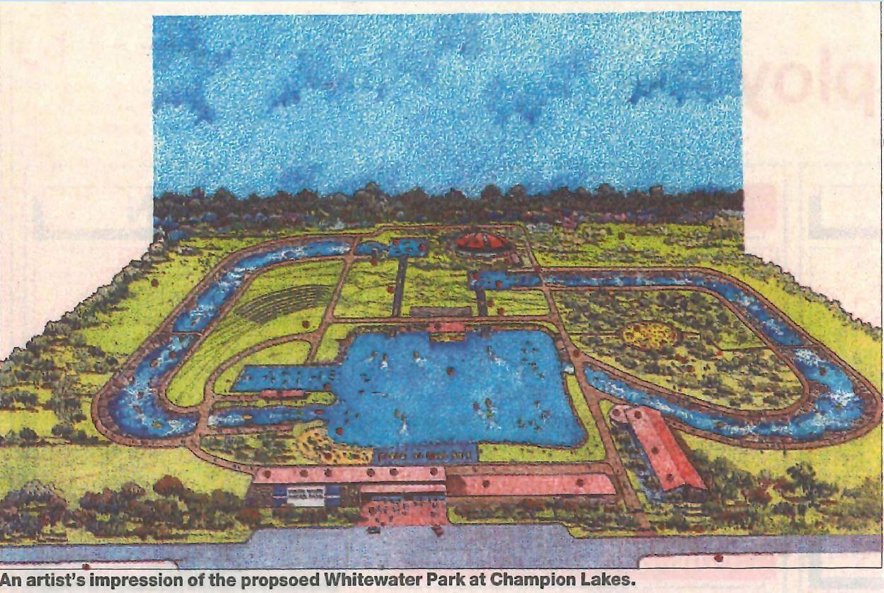 Artist's impression of the proposed Whitewater Park at Champion Lakes.